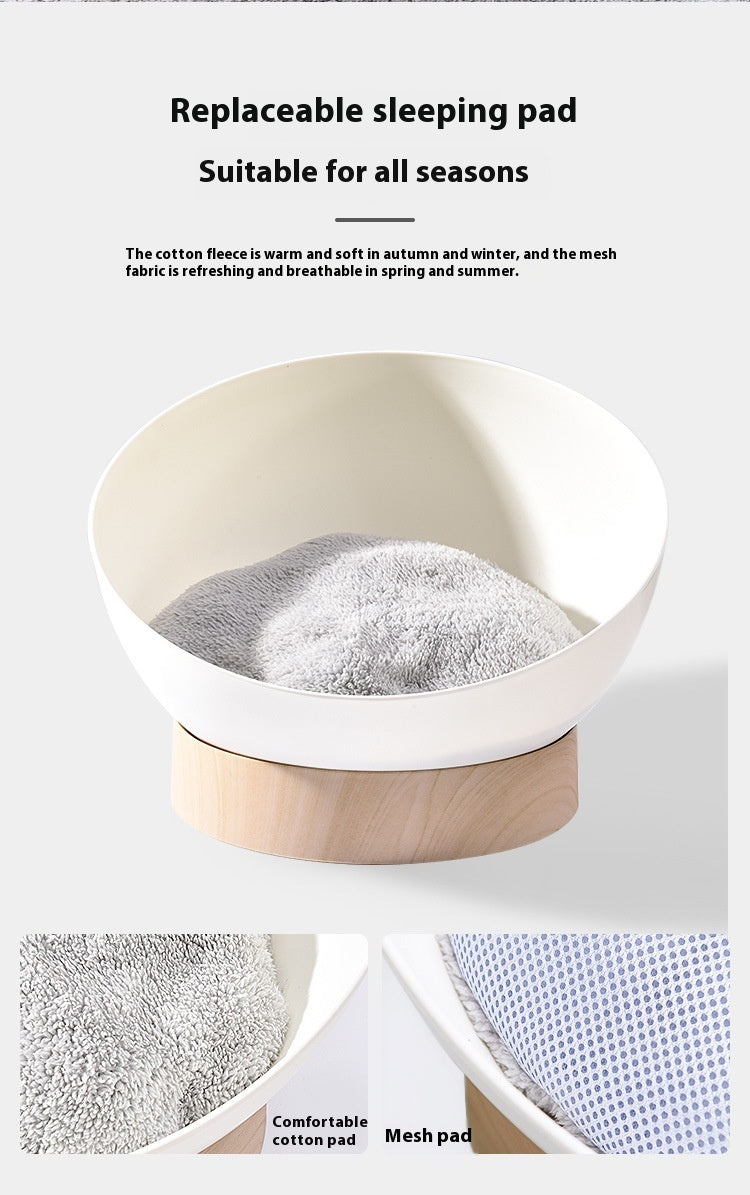 Pet Creative Plastic Wood Grain Base Open Cat Nest