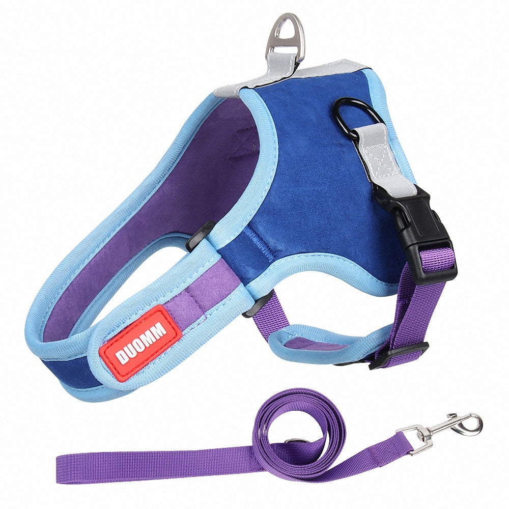 Suede Pet Dog Cat Harnesses& Leash