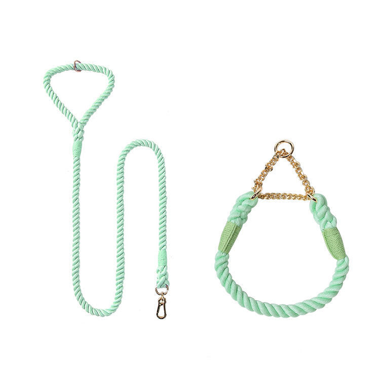 Colorful Woven Cotton Pet Dog Leash Collar Set