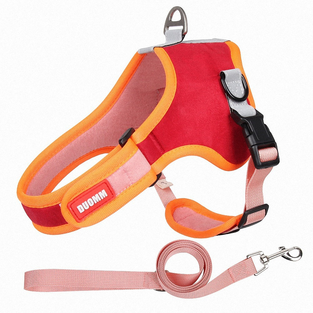 Suede Pet Dog Cat Harnesses& Leash
