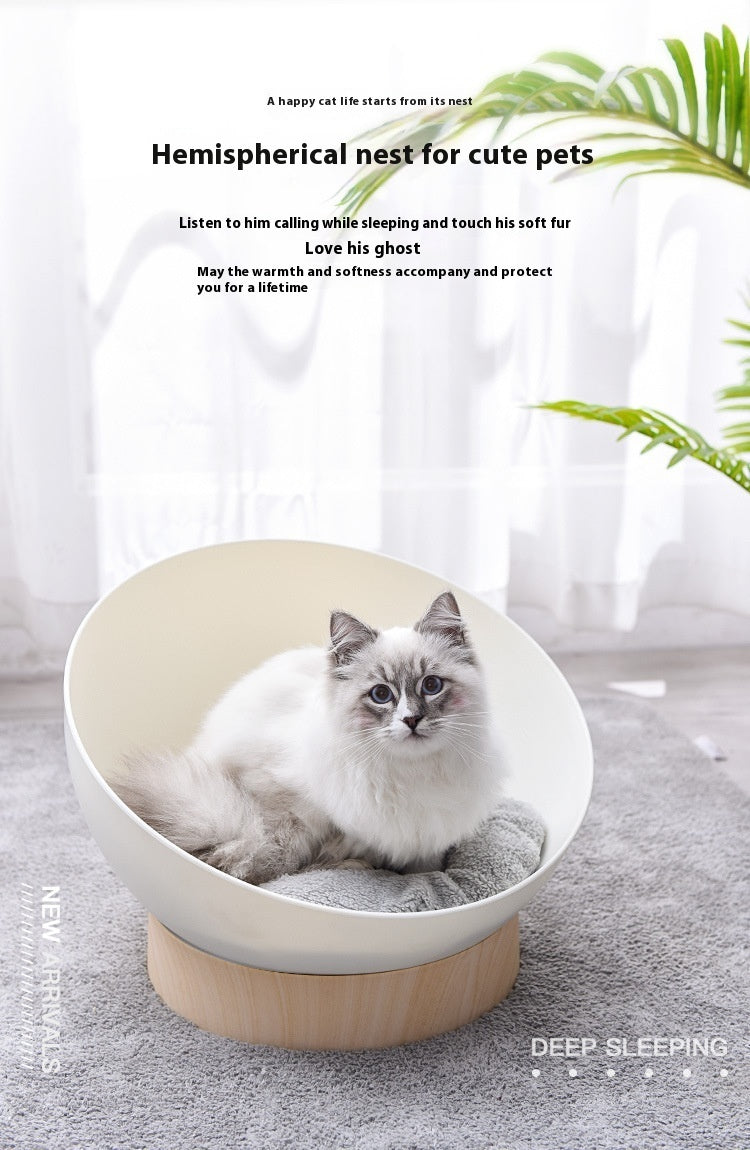 Pet Creative Plastic Wood Grain Base Open Cat Nest