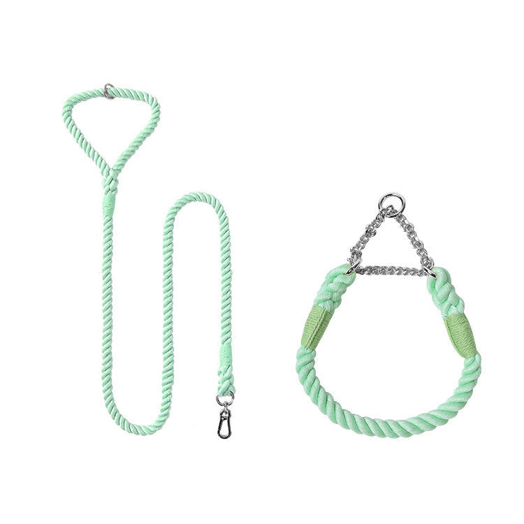 Colorful Woven Cotton Pet Dog Leash Collar Set