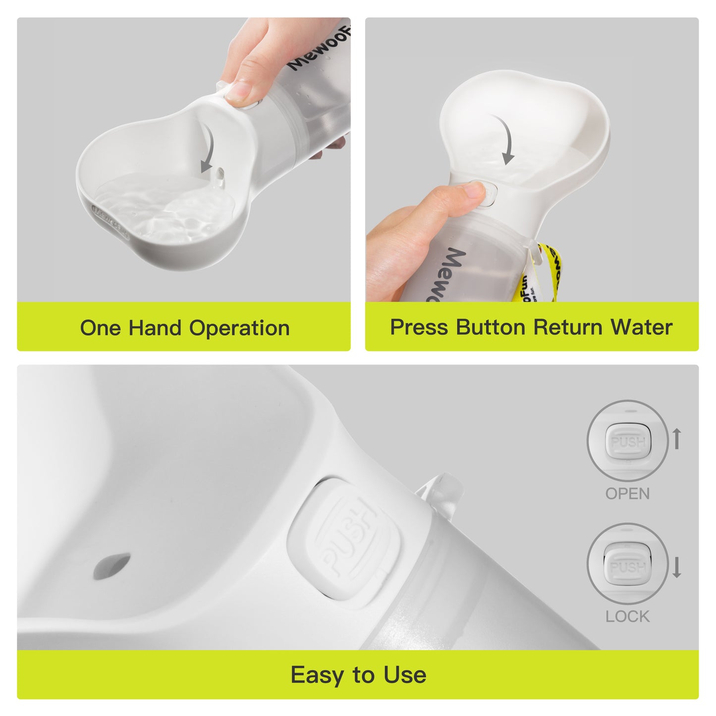 Mewoofun Pet Dog Water Bottle Feeder Bowl 2 in 1 Leak Proof Portable Food Bottle Outdoor Travel Drinking Include Poop Bag