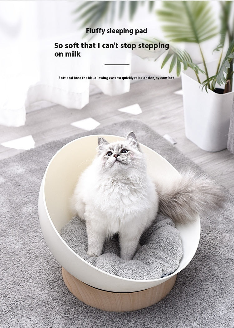 Pet Creative Plastic Wood Grain Base Open Cat Nest