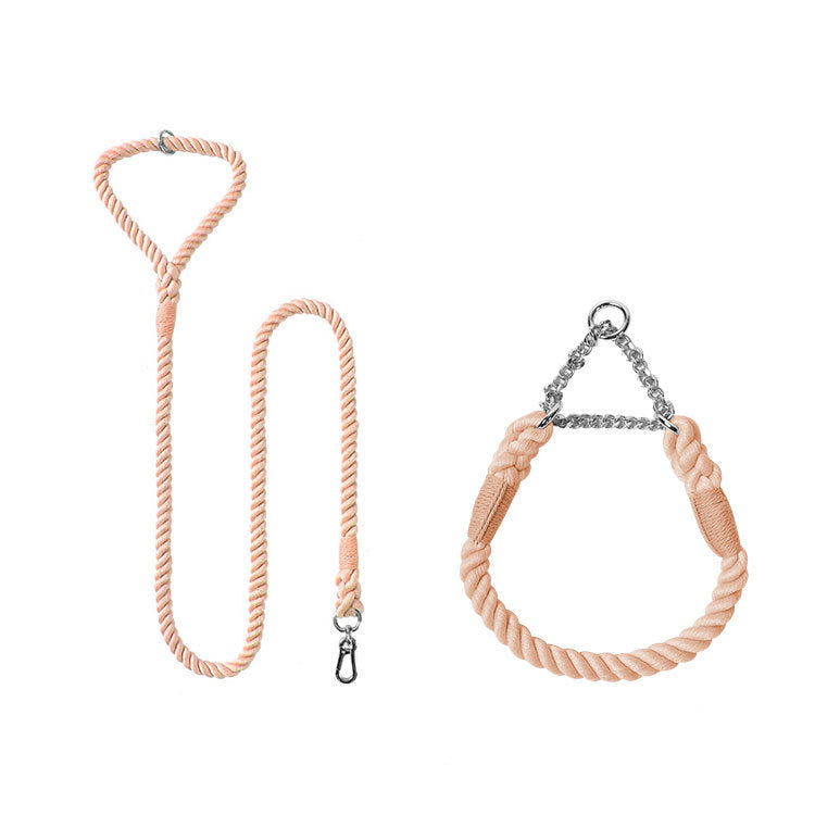 Colorful Woven Cotton Pet Dog Leash Collar Set