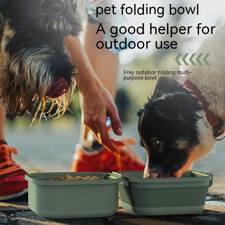Pet Outdoor Folding Bowl Double-layer Drinking Water