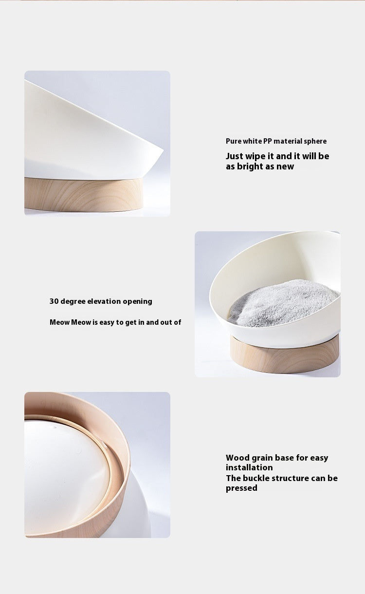 Pet Creative Plastic Wood Grain Base Open Cat Nest