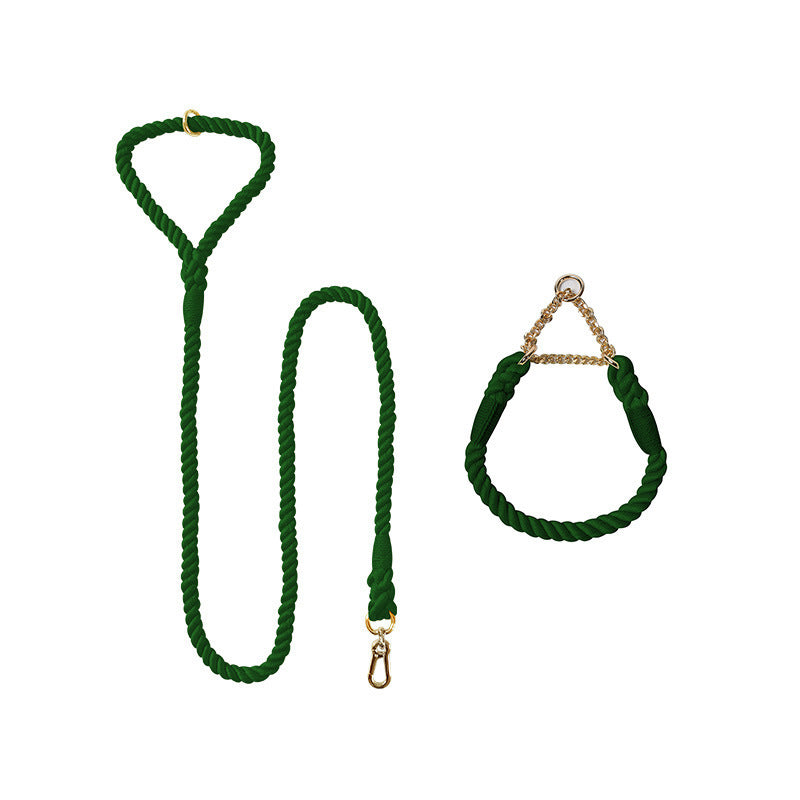 Colorful Woven Cotton Pet Dog Leash Collar Set