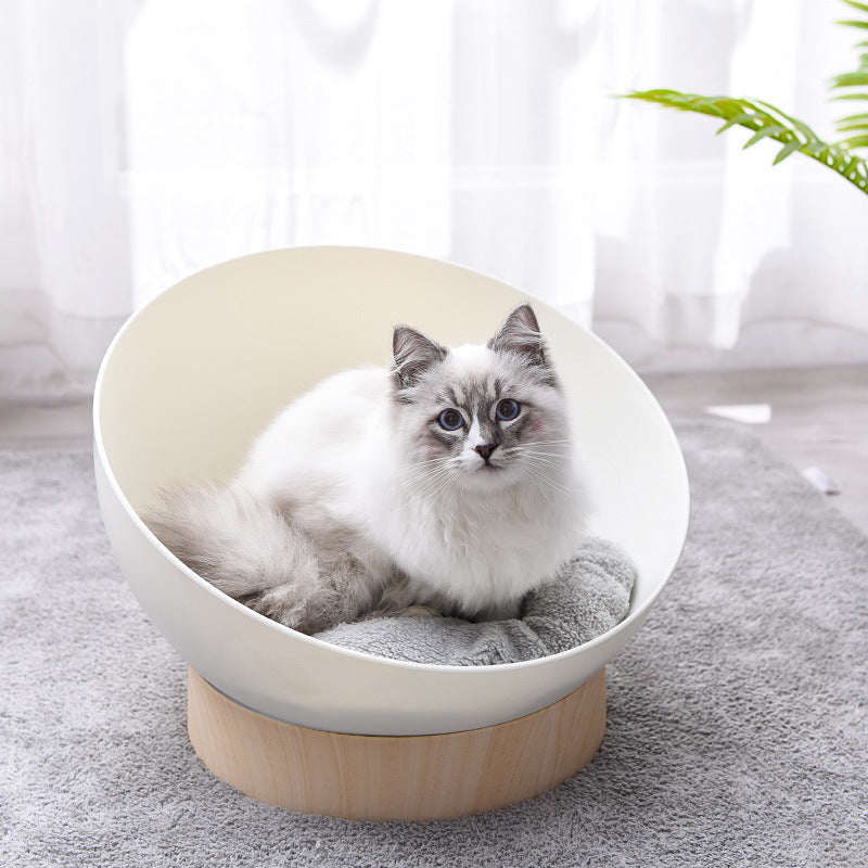 Pet Creative Plastic Wood Grain Base Open Cat Nest