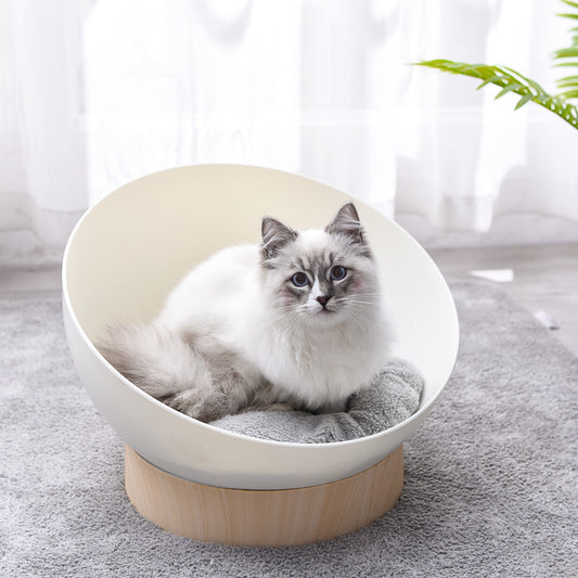 Pet Creative Plastic Wood Grain Base Open Cat Nest