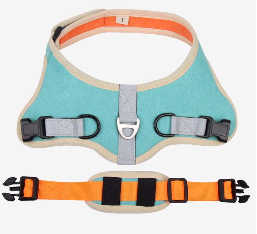 Suede Pet Dog Cat Harnesses& Leash