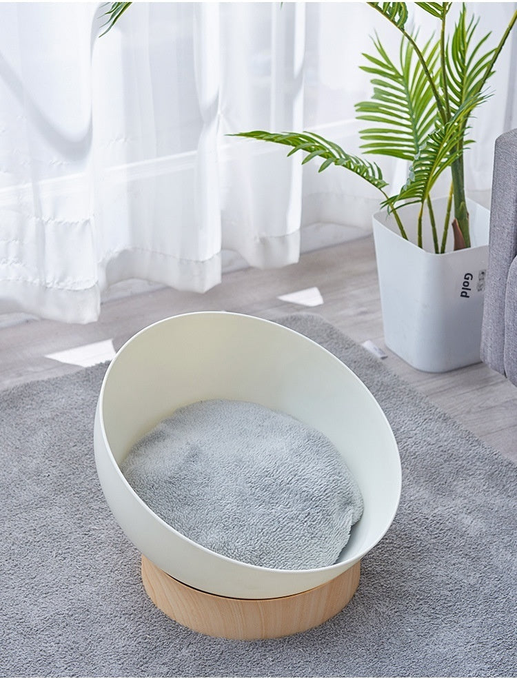 Pet Creative Plastic Wood Grain Base Open Cat Nest