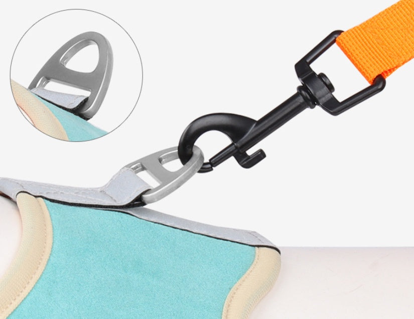 Suede Pet Dog Cat Harnesses& Leash