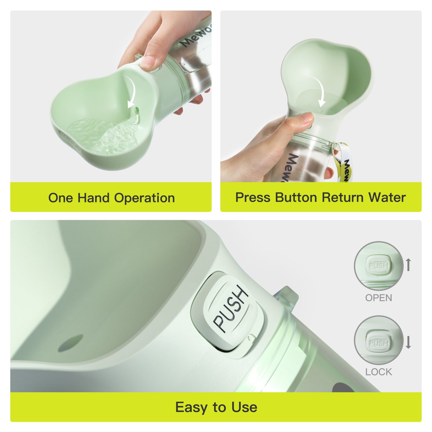 Mewoofun Pet Dog Water Bottle Feeder Bowl 2 in 1 Leak Proof Portable Food Bottle Outdoor Travel Drinking Include Poop Bag