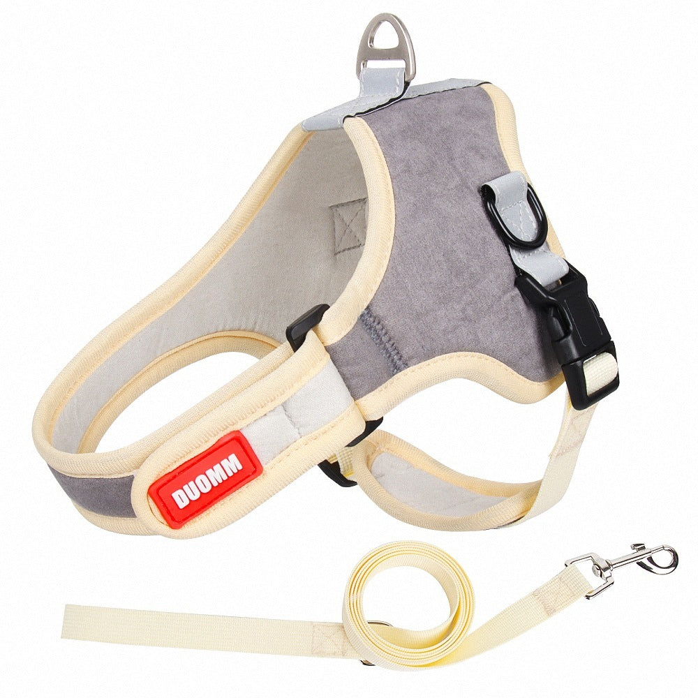 Suede Pet Dog Cat Harnesses& Leash